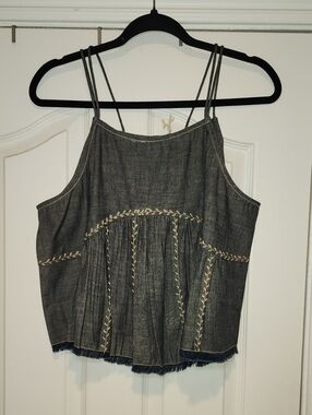 New NATURAL LIFE Erin Embroidered Cotton Tank, NWT, Sz. Large